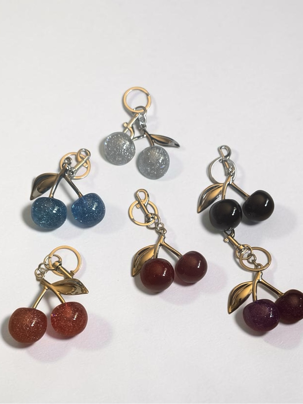 Cherry Bag Charm Keychains - Assorted - ‼️PICK ONE‼️ (silver tone hardware)